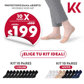 10 PARES DE PROTECTOPIE DAMA ABIERTO INVISIBLE MOD 407