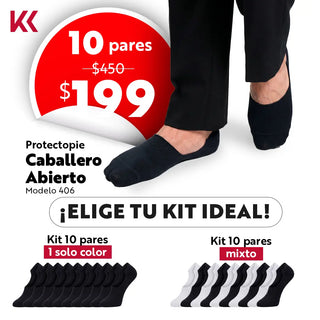 10 PARES DE PROTECTOPIE CABALLERO ABIERTO INVISIBLE MOD 406