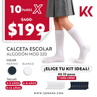 10 PARES DE CALCETA ESCOLAR ALGONDÓN