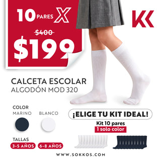 10 PARES DE CALCETA ESCOLAR ALGODÓN MOD 320